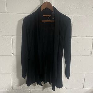 Belldini  Black Long Open Front Woven Cardigan Sz Small